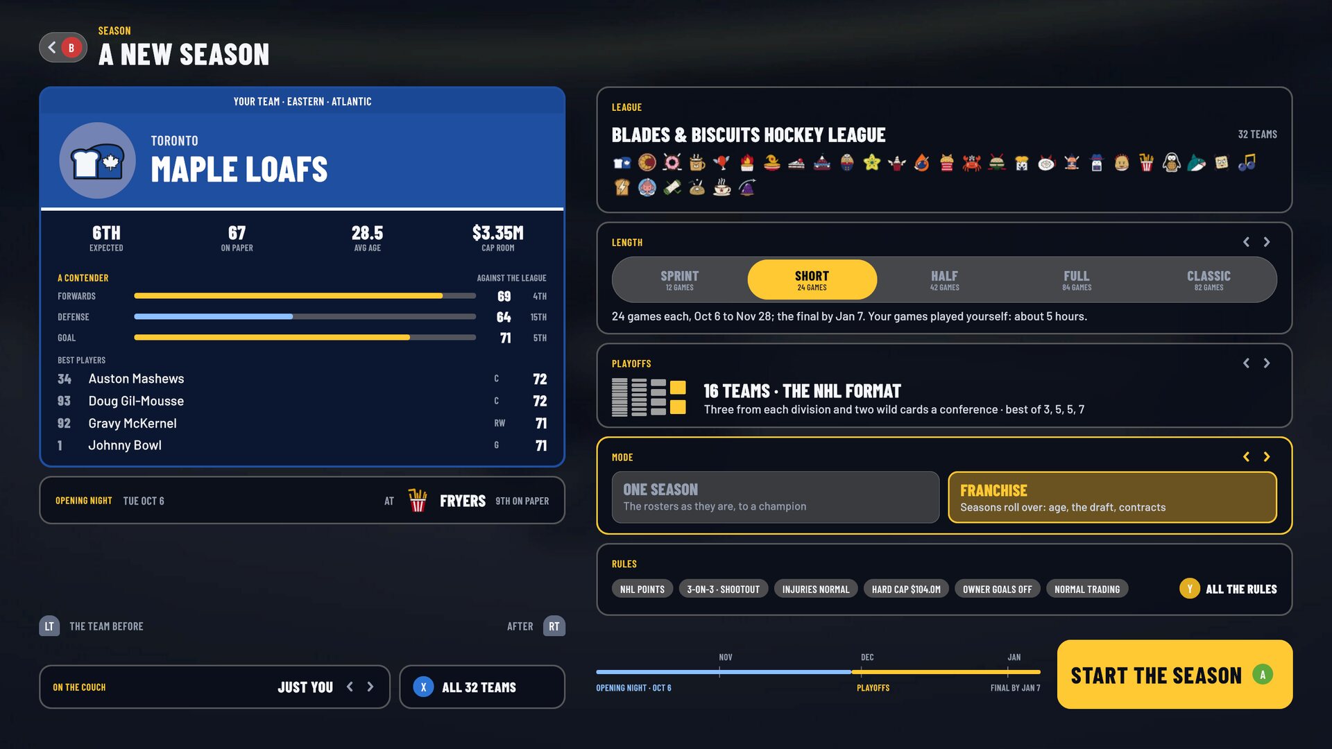 Pick your league and your team
