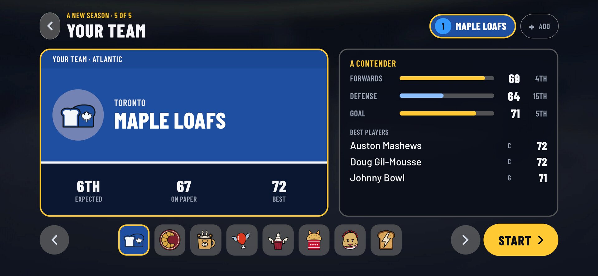 Pick your league and your team